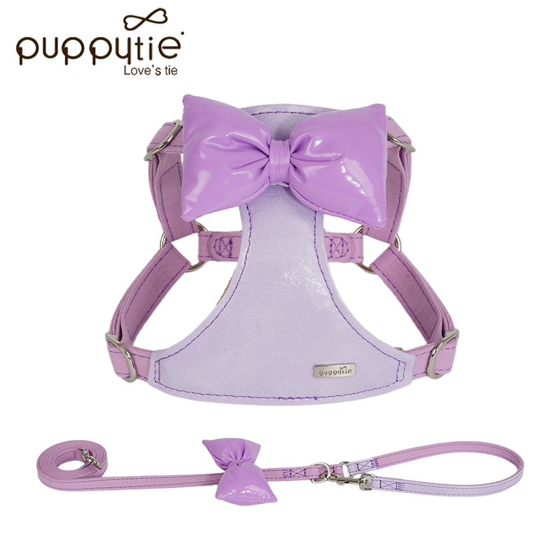 The Bubble Bow Harness & Leash Set Grape Purple
