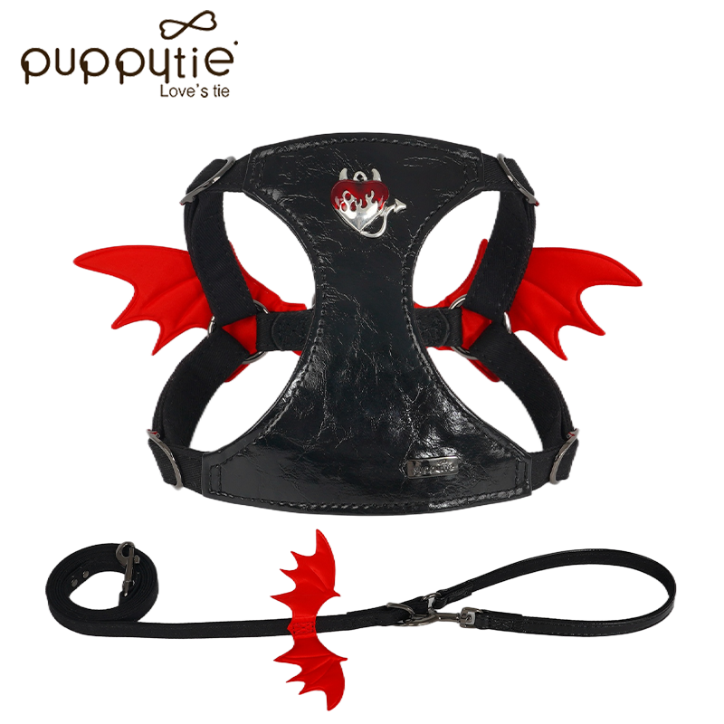The Wings Harness & Leash Set Little Devil Harness Black