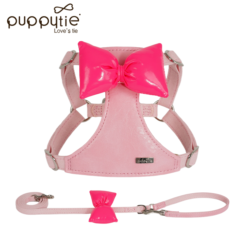 The Bubble Bow Harness & Leash Set Barbie Pink
