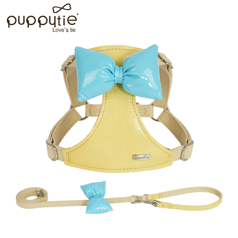 The Bubble Bow Harness & Leash Set Energetic Yellow