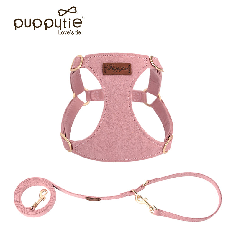 The Classic Harness & Leash Set Coral Pink