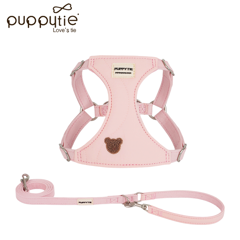 The Baby Bear Harness & Leash Set Milky Apricot Pink