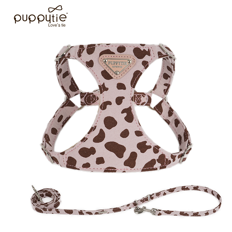 The Cow Print Harness & Leash Set Taro Purple